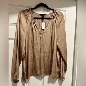 Banana Republic long sleeve nude “silk” blouse
